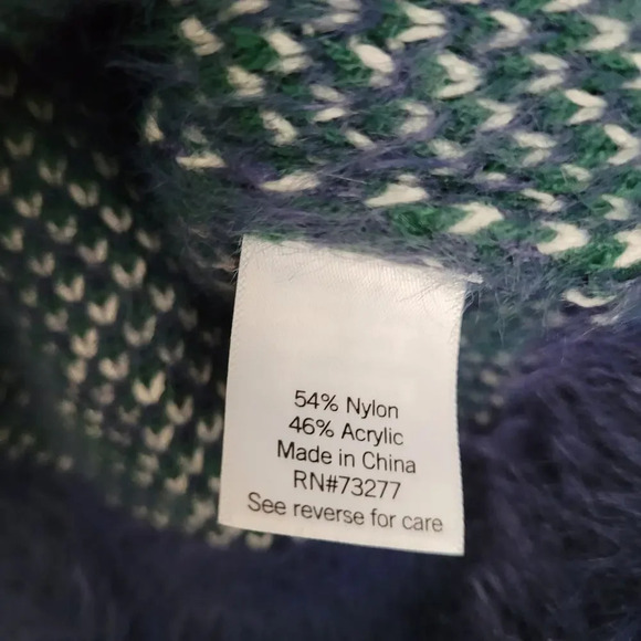 SO Goods For Life Women's Pullover Sweater L Blue and Green Nylon Long Sleeves - Picture 4 of 7